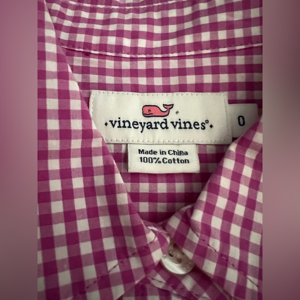Vineyard Vines Gingham Popover Button Up Preppy Casual Women’s Size 0 NWT - Picture 4 of 7